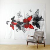 Flying Black and Red Morpho Butterfliegen Wandteppich (Beispiel (Horizontal))