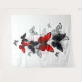 Flying Black and Red Morpho Butterfliegen Wandteppich (Vorderseite (Horizontal))