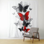 Flying Black and Red Morpho Butterfliegen Wandteppich (Beispiel)