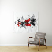 Flying Black and Red Morpho Butterfliegen Wandteppich (Beispiel (Horizontal))