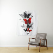 Flying Black and Red Morpho Butterfliegen Wandteppich (Beispiel)