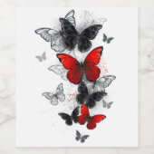 Flying Black and Red Morpho Butterfliegen Weinetikett (Einzelnes Label)