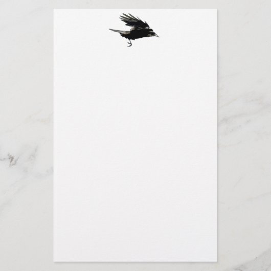 Flying Black Crow Wildlife Art Briefpapier (Vorderseite)