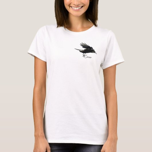Flying Black CROW Wildlife Art Shirt (Vorderseite)