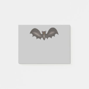 Flying Black Gray Spooky Bat Happy Halloween Post-it Klebezettel