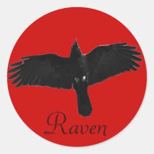 Flying Black Raven Corvid Crow-Lover Foto Design Runder Aufkleber