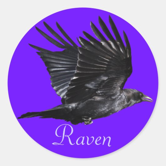 Flying Black Raven Corvid Crow-Lover Foto Design Runder Aufkleber (Vorderseite)