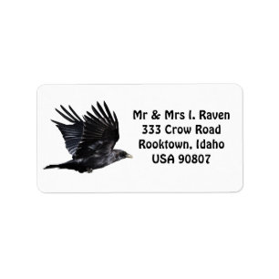 Flying Black Raven Foto Labels Adressaufkleber