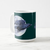 Flying Black Raven & Moon Celtic, Wiccan Kaffeetasse (Vorderseite Links)