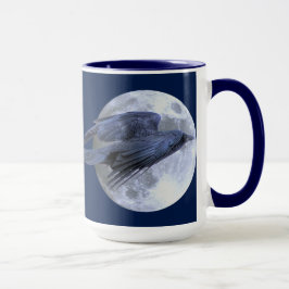 Flying Black Raven & Moon Goth Wildlife Design Tasse