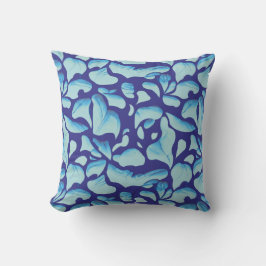 Flying-Blätter | Blaues Leaf-Muster Kissen