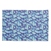 Flying-Blätter | Blaues Leaf-Muster Kissenbezug (Rückseite)