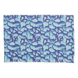 Flying-Blätter | Blaues Leaf-Muster Kissenbezug