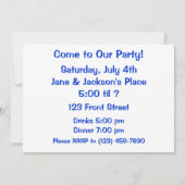 Flying Blue-Jay Einladung (Rückseite)