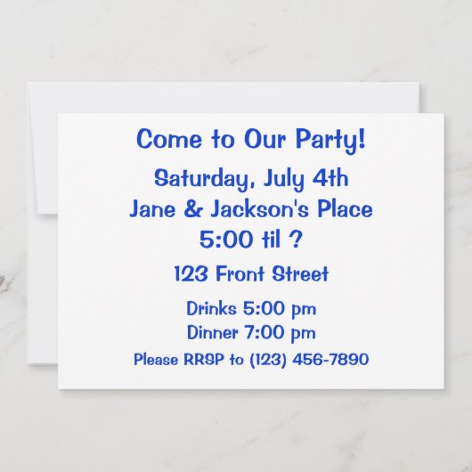 Flying Blue-Jay Einladung (Rückseite)