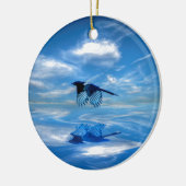 Flying Blue Magpie & Reflected Sky Keramikornament (Links)