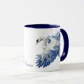 Flying Blue Schwan Florales Monogramm Tasse (VorderseiteRechts)