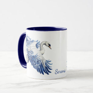 Flying Blue Schwan Florales Monogramm Tasse