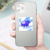 Flying Blue Spaceship  Aufkleber (Telefon)