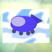 Flying Blue Spaceship Blue Sky Fensteraufkleber (Blatt 3)
