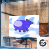 Flying Blue Spaceship Blue Sky Fensteraufkleber (Café-Fenster)