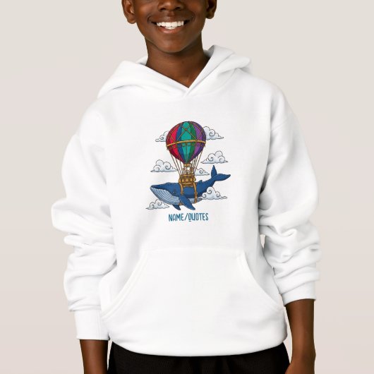 Flying Blue Whale with Hot Air Balloon Hoodie (Vorderseite)