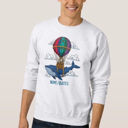 Flying Blue Whale with Hot Air Balloon Sweatshirt (Vorderseite)