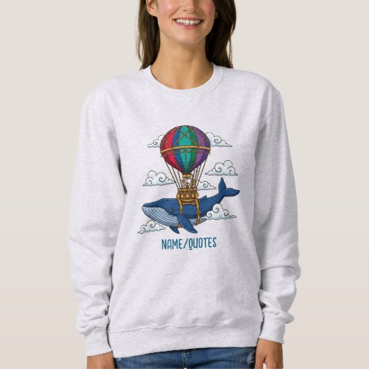 Flying Blue Whale with Hot Air Balloon Sweatshirt (Vorderseite)