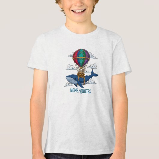 Flying Blue Whale with Hot Air Balloon Tri-Blend Shirt (Vorderseite)
