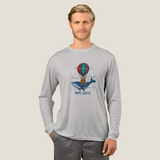 Flying Blue Whale with Hot Air Balloon Tri-Blend Shirt (Volle Vorderseite)