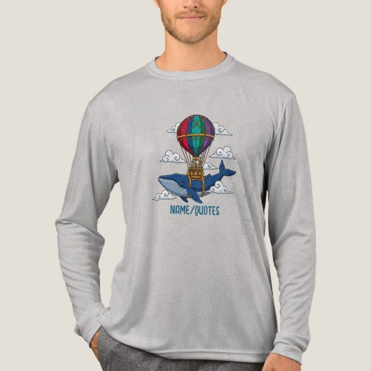 Flying Blue Whale with Hot Air Balloon Tri-Blend Shirt (Vorderseite)