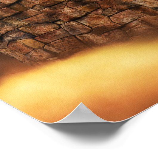 Flying Bronze Dragon Fantasy Sky Poster (Ecke)