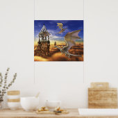 Flying Bronze Dragon Fantasy Sky Poster (Küche)