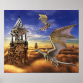 Flying Bronze Dragon Fantasy Sky Poster (Vorne)