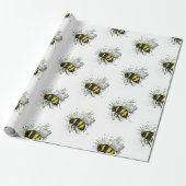 Flying Bumble BEE, Freehand Digital Drawing Insect Geschenkpapier (Ungerollt)