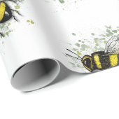 Flying Bumble BEE, Freehand Digital Drawing Insect Geschenkpapier (Rolleneckpunkt)