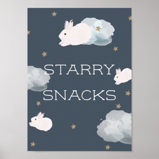 Flying Bunny Baby Dusche Starry Snacks Schild (Vorne)