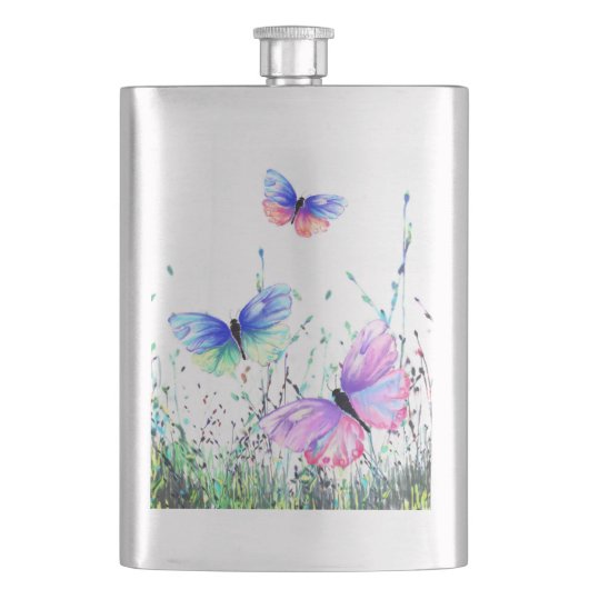 Flying Butterflies Flask Flachmann (Vorderseite)