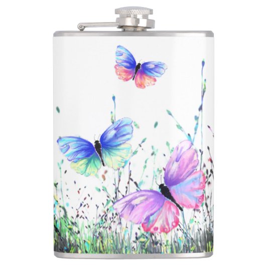 Flying Butterflies Flask Flachmann (Vorderseite)