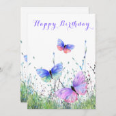 Flying Butterflies Happy Birthday Card (Vorne/Hinten)