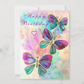 Flying Butterflies Happy Birthday Card Wasserfarbe (Vorderseite)