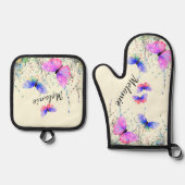 Flying Butterflies Individuelle Name Personalisier Ofenhandschuh & Topflappen-Set (Vorderseite)
