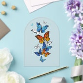 Flying Butterflies Morpho und Monarch Acryleinladungen (Insitu (Hochzeit))