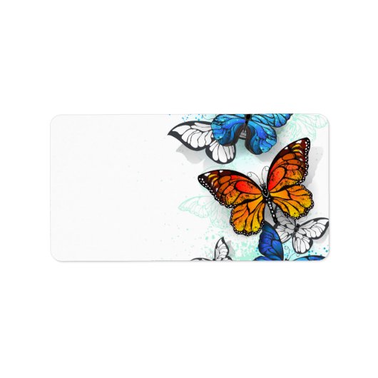 Flying Butterflies Morpho und Monarch Adressaufkleber (Vorne)