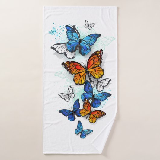 Flying Butterflies Morpho und Monarch Badehandtuch (Badehandtuch)