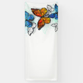 Flying Butterflies Morpho und Monarch Banner (Vertikal)