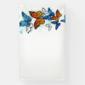 Flying Butterflies Morpho und Monarch Banner (Vertikal)