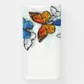 Flying Butterflies Morpho und Monarch Banner (Vertikal)