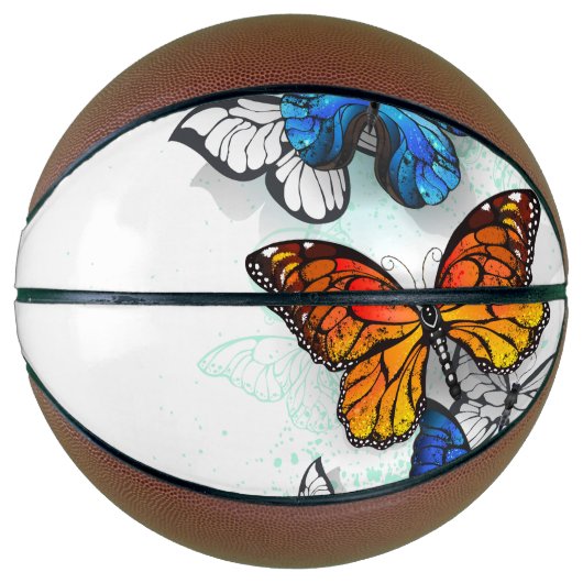 Flying Butterflies Morpho und Monarch Basketball (Vorderseite)