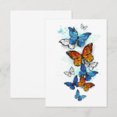 Flying Butterflies Morpho und Monarch Begleitkarte (Vorne/Hinten)